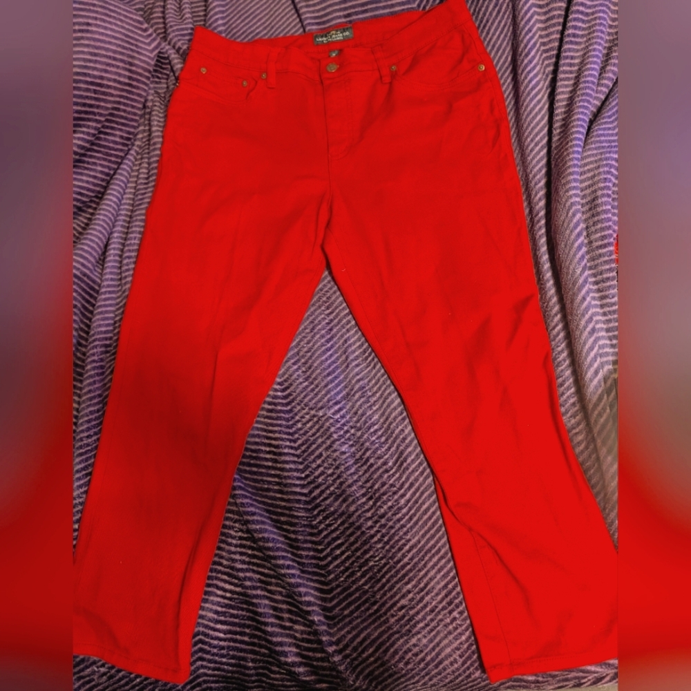 Lauren Ralph Lauren Red Classic Straight Cropped Women's Jeans